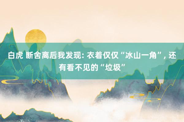 白虎 断舍离后我发现: 衣着仅仅“冰山一角”, 还有看不见的“垃圾”
