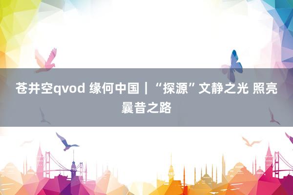 苍井空qvod 缘何中国｜“探源”文静之光 照亮曩昔之路
