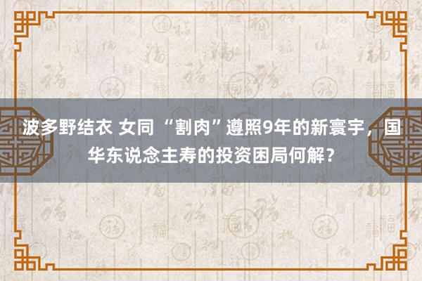 波多野结衣 女同 “割肉”遵照9年的新寰宇，国华东说念主寿的投资困局何解？