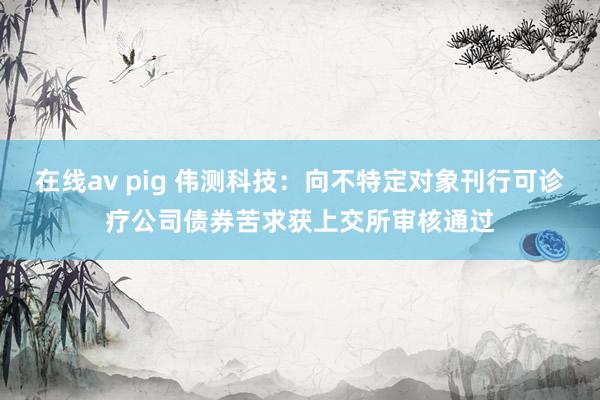 在线av pig 伟测科技：向不特定对象刊行可诊疗公司债券苦求获上交所审核通过