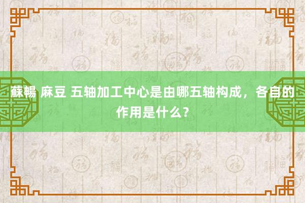蘇暢 麻豆 五轴加工中心是由哪五轴构成，各自的作用是什么？