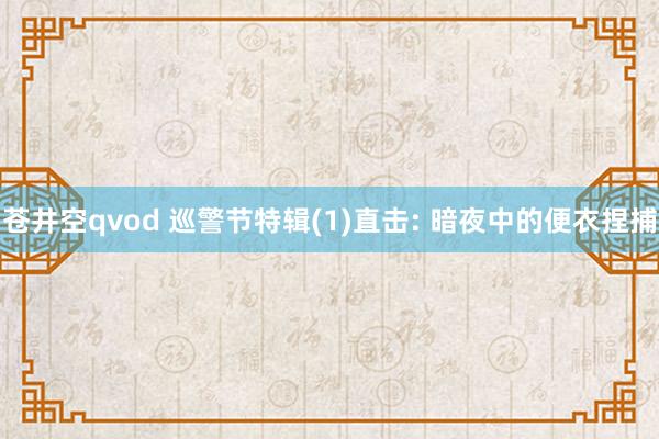 苍井空qvod 巡警节特辑(1)直击: 暗夜中的便衣捏捕