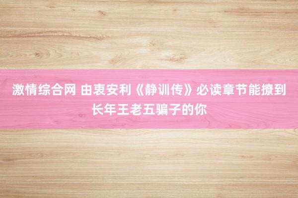 激情综合网 由衷安利《静训传》必读章节能撩到长年王老五骗子的你