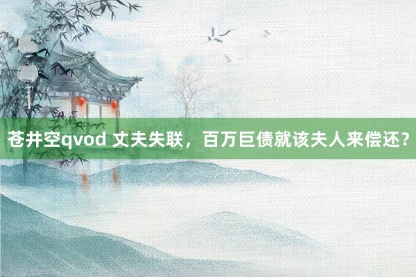 苍井空qvod 丈夫失联，百万巨债就该夫人来偿还？