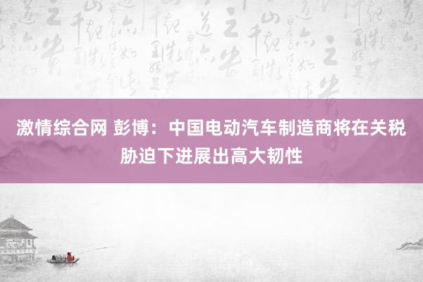 激情综合网 彭博：中国电动汽车制造商将在关税胁迫下进展出高大韧性