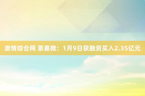 激情综合网 景嘉微：1月9日获融资买入2.35亿元