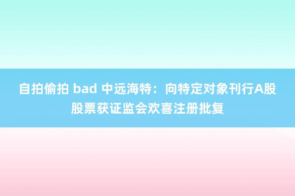 自拍偷拍 bad 中远海特：向特定对象刊行A股股票获证监会欢喜注册批复